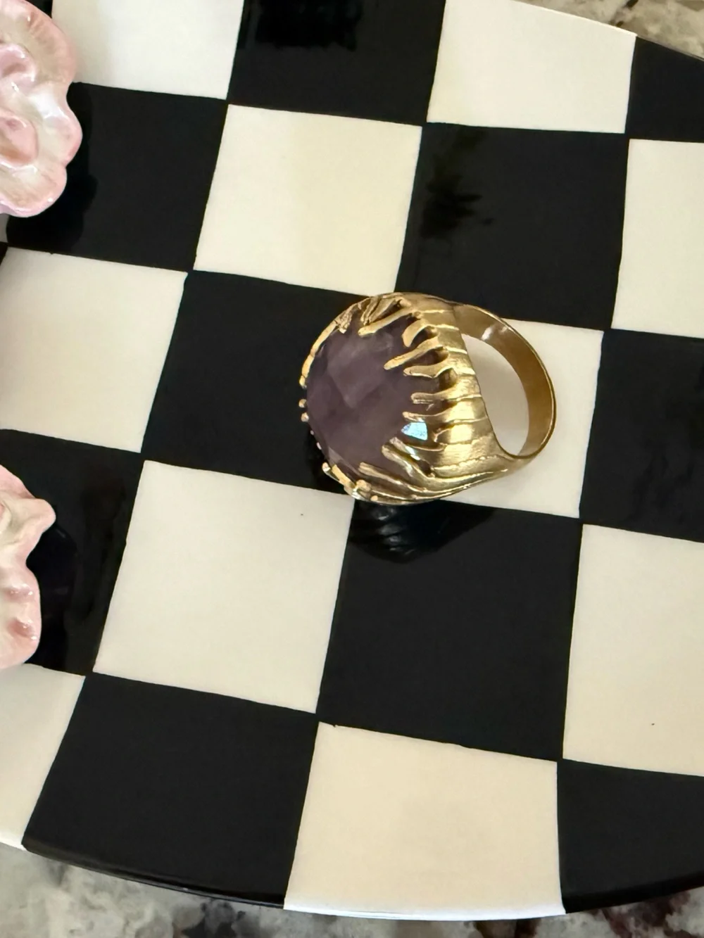 Sheila Fajl Purple Amethyst & Gold-plated Bronze Dome Statement Ring, sz. 11